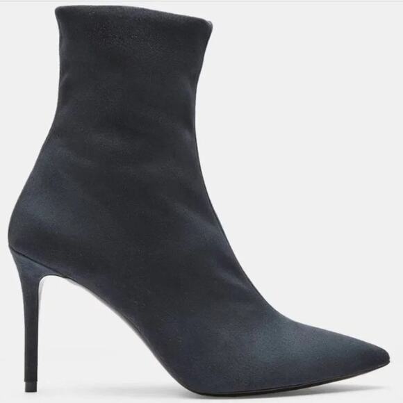 Theory Stretch Faux Suede Sock Boot - 7 - Navy - Picture 1 of 5